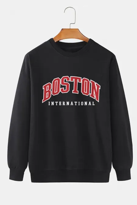 Unisex Boston Baskılı Oversize Sweatshirt
