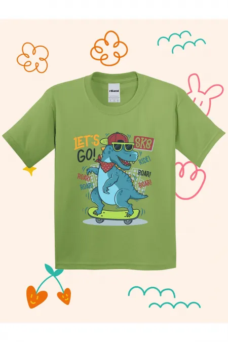 Lets Go Dino Print Kids T-shirt