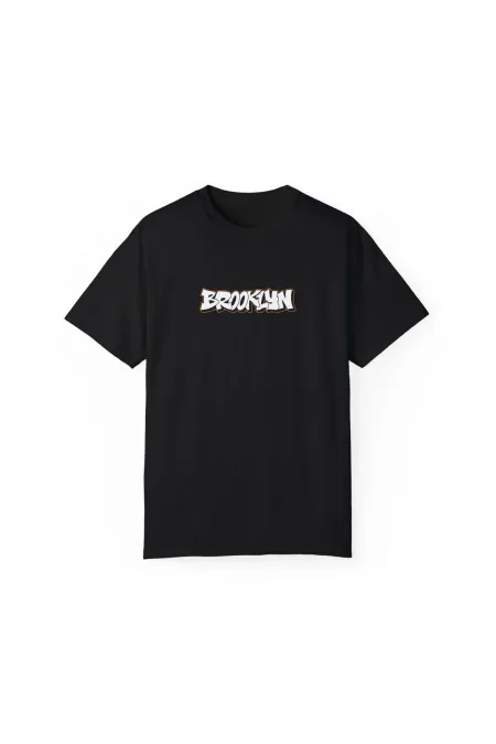 Unisex Brooklyn Printed Black Basic T-shirt