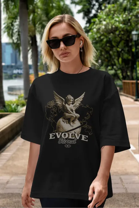 Unisex Men's/Women's EVOLVE ETERNAL Colorful Custom Printed Oversize Cotton Crew Neck T-Shirt