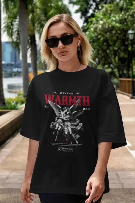 WARMTH Unisex Men's/Women's Colorful Custom Printed Oversize Cotton Crew Neck T-Shirt
