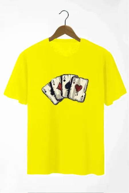 Azurco Oversize Black Dark T-shirt with Playing Card Print on the Front