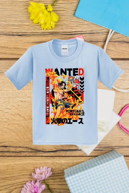 T-shirt imprimé OnePiece Portgas D Ace pour enfants