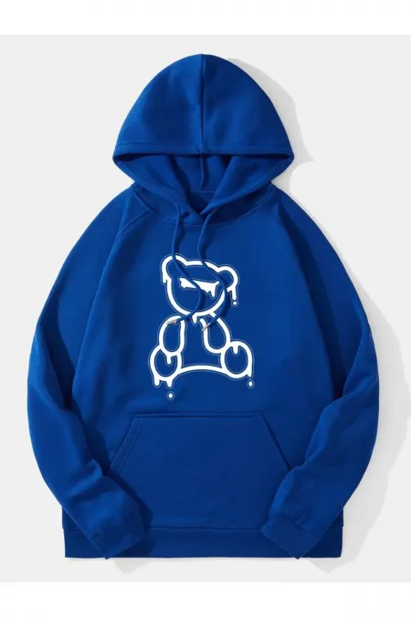 Teddy Bear Printed Blue Sweater