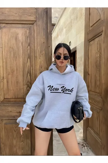 NEW YORK PRINTED HOODED SWEATSHIRT