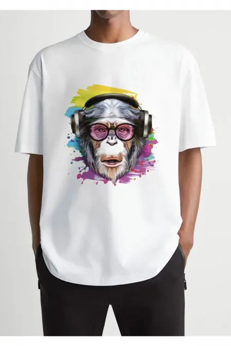 Oversized Printed White T-shirt