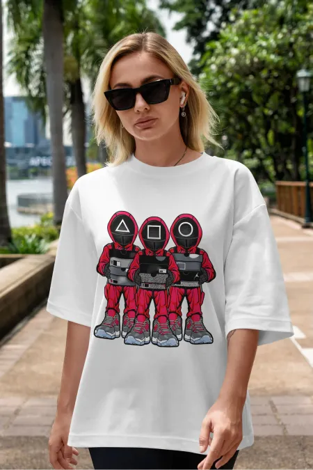 Unisex Men's/Women's SQUID GAME Custom Printed Oversize Cotton Crew Neck T-Shirt