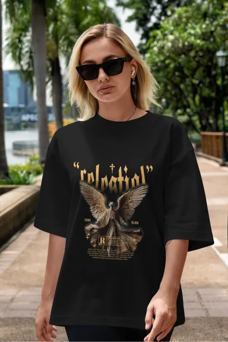 Unisex Men's/Women's CELESTIAL 2-Color Custom Printed Oversize Cotton Crew Neck T-Shirt