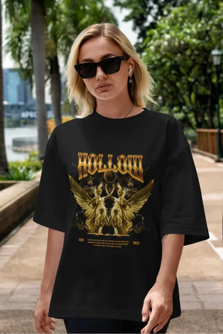 Unisex Men's/Women's HOLLOW Custom Printed Oversize Cotton Crew Neck T-Shirt