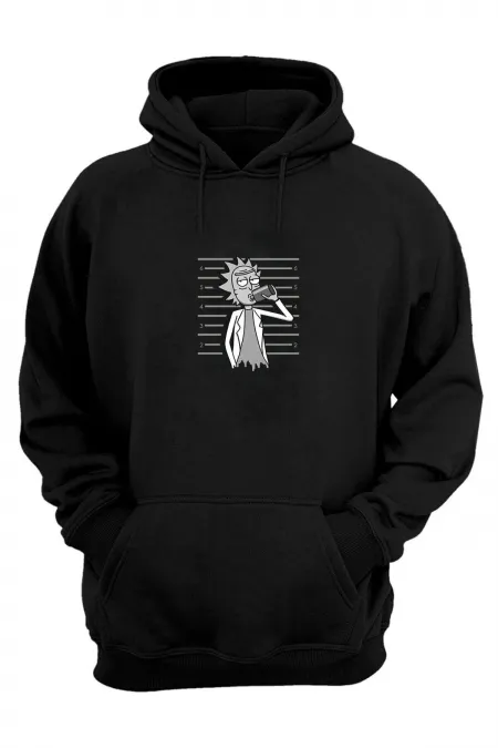 Unisex Rick And Morty Baskılı Siyah Normal Kalıp Sweatshirt