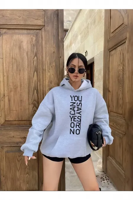 YOU CAN SAY PRINTED HOODED SWEATSHIRT