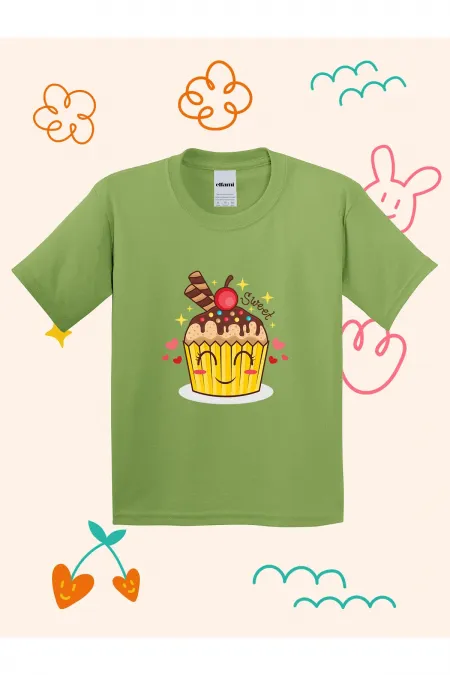 Kids' T-shirt with Cupcake Print