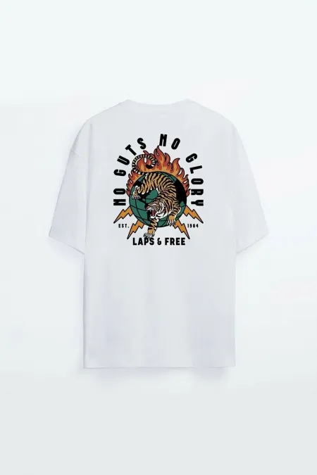Oversized Printed White T-shirt