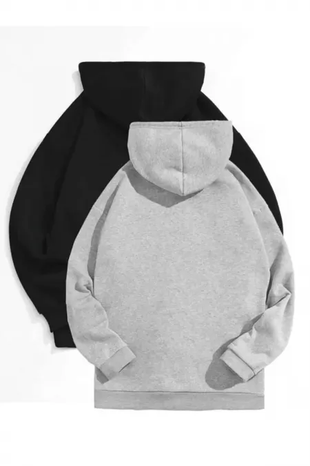 LUNAVISITA Unisex Siyah Gri 2'li Sweatshirt