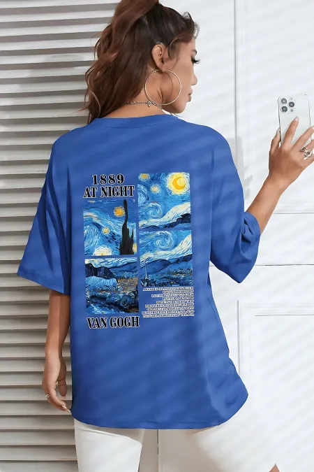 Unisex Van Gogh Printed Oversize T-shirt