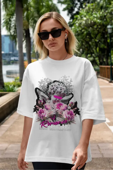 Unisex Women's/Men's ROMANCE HOPE IN Colorful Custom Printed Oversize Cotton Jersey T-Shirt
