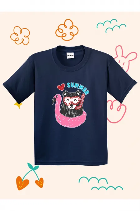 Summer Teddy Bear Print Kids T-shirt