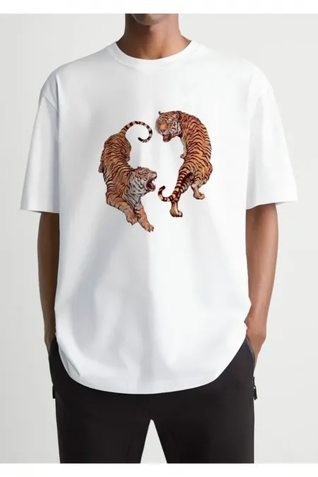 Oversized Printed White T-shirt