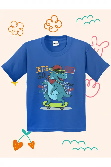 Lets Go Dino Print Kids T-shirt