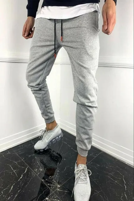 Erkek Gri Slim Fit Eşofman Altı