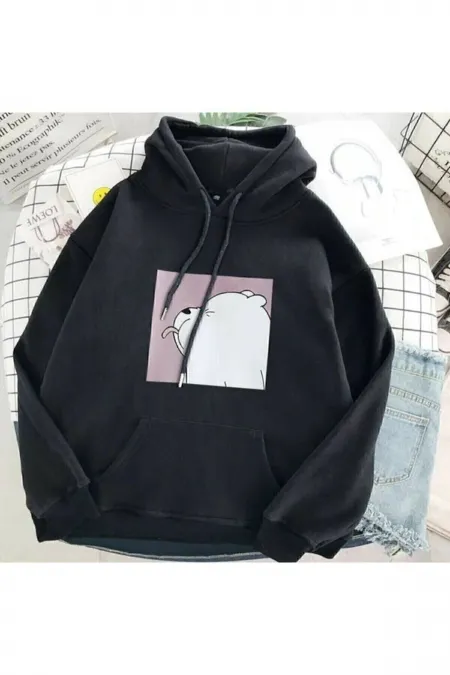 Unisex Dil Çıkaran Köpek Oversize Içi Polarsız Sweatshirt