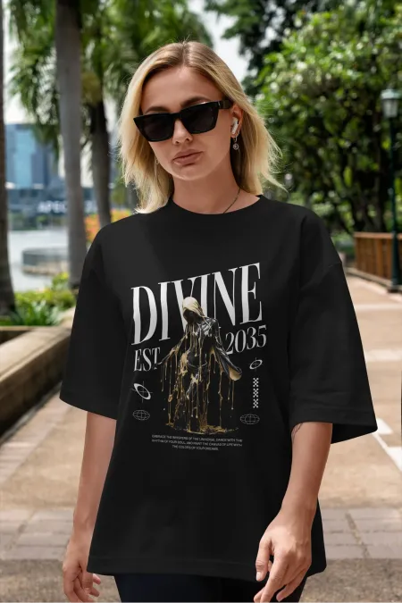 Unisex Men's/Women's DIVINE Custom Design Printed Oversize Cotton T-shirt