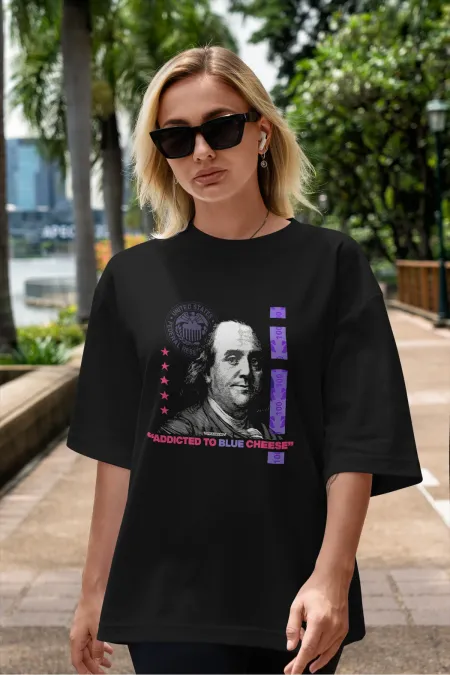 Unisex Men's/Women's BLUE CHEESE Custom Printed Oversize Cotton Crew Neck T-Shirt