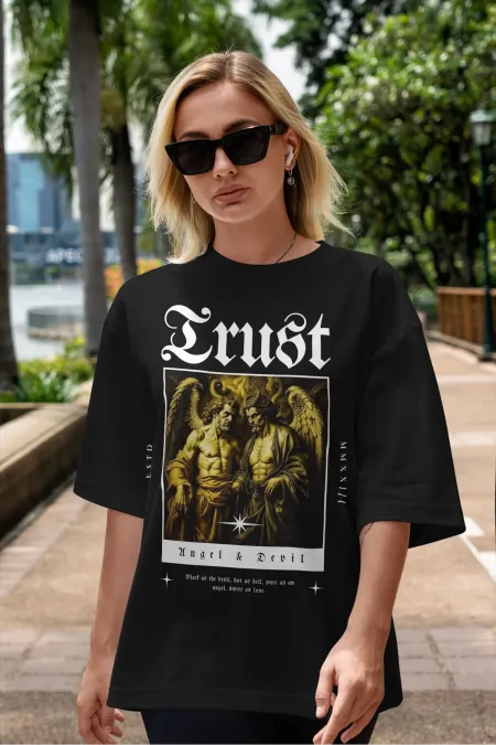 Unisex Men's/Women's TRUST Custom Printed Oversize Cotton Crew Neck T-Shirt