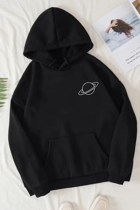 Siyah Saturn Sweatshirt