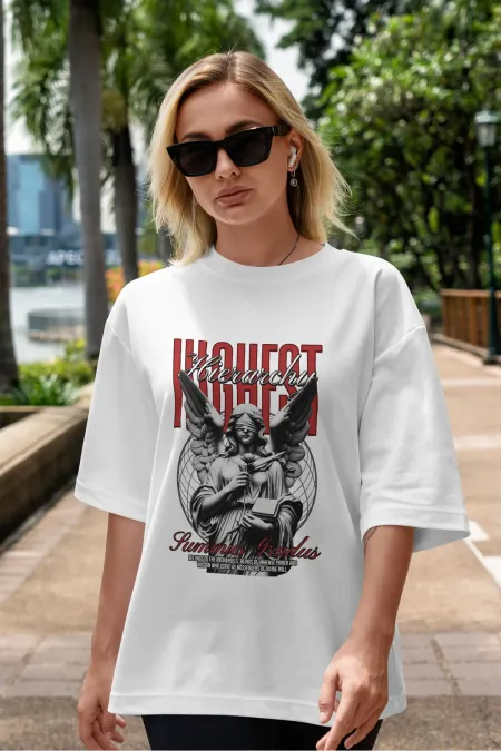 Unisex Erkek/Kadın HONEST Renkli Özel Baskılı Oversize Pamuklu Bisiklet Yaka T-Shirt Tişört