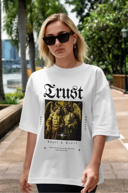 Unisex Men's/Women's TRUST Custom Printed Oversize Cotton Crew Neck T-Shirt