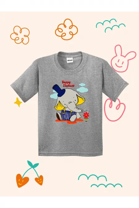 Happy Elephant Printed Kids T-shirt