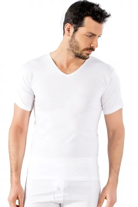 5'li Ekonomik Paket, %100 Pamuklu, V Yaka Erkek Penye Fanila & T-shirt 203