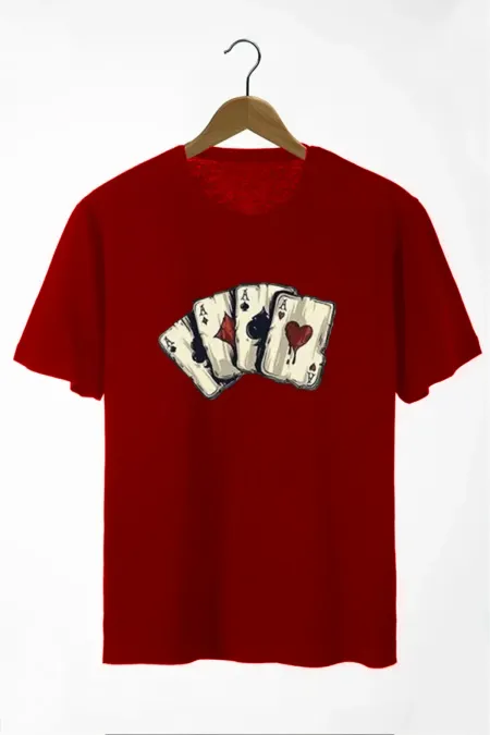 Azurco Oversize Black Dark T-shirt with Playing Card Print on the Front