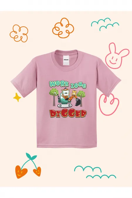 Work Zone Digger Design Printed Kids T-shirt