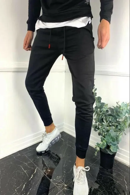 Erkek Siyah Slim Fit Eşofman Altı
