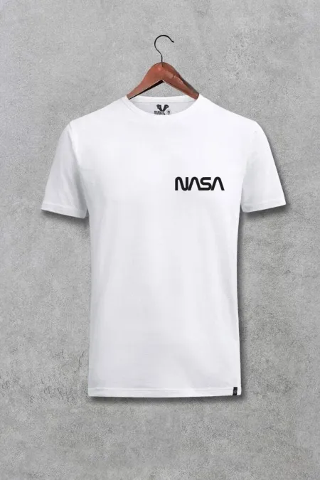 Unisex White NASA Logo Chest Printed Letter Design