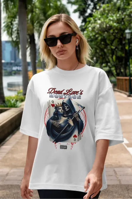 Unisex Men's/Women's HOSTAGE Colorful Custom Printed Oversize Cotton Crew Neck T-Shirt