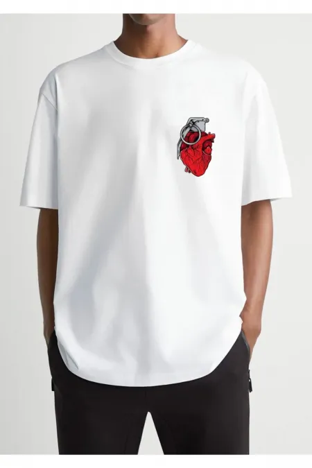 Oversized Printed White T-shirt