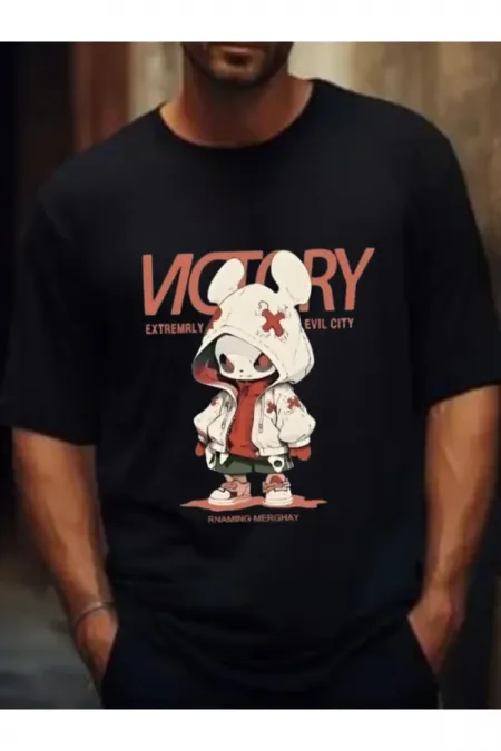 Unisex Victory Bear Design Oversized T-shirt
