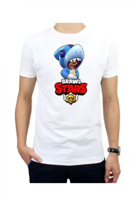 Boy's White Brawl Stars Shark T-Shirt