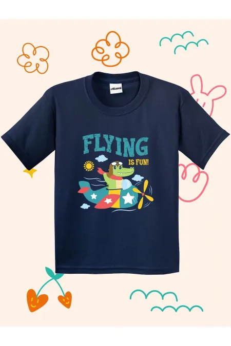 Flying Dino Print Kids T-shirt