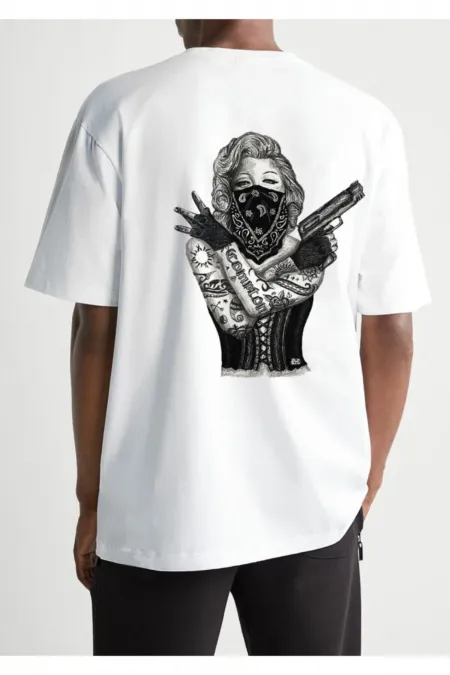 Oversized Printed White T-shirt