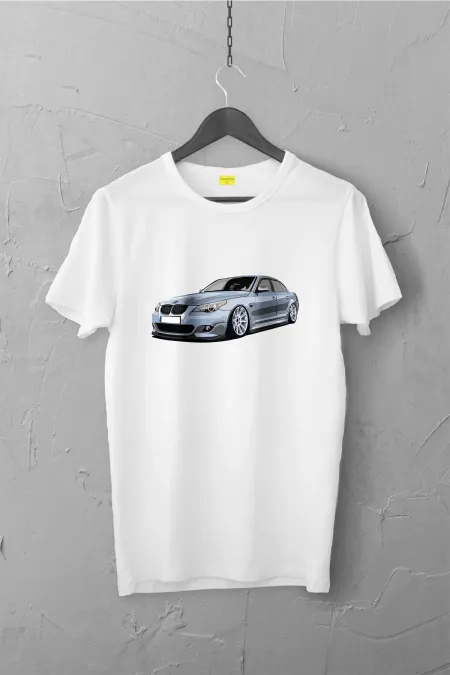 Bmw E60 Tasarımlı Tshirt , Unisex Premium, Çatlama Solma Yapmaz / Otomobil
