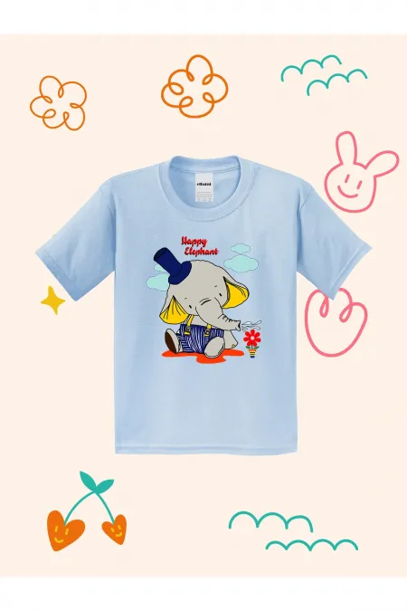 Happy Elephant Printed Kids T-shirt