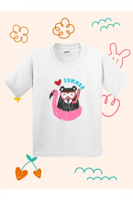 Summer Teddy Bear Print Kids T-shirt