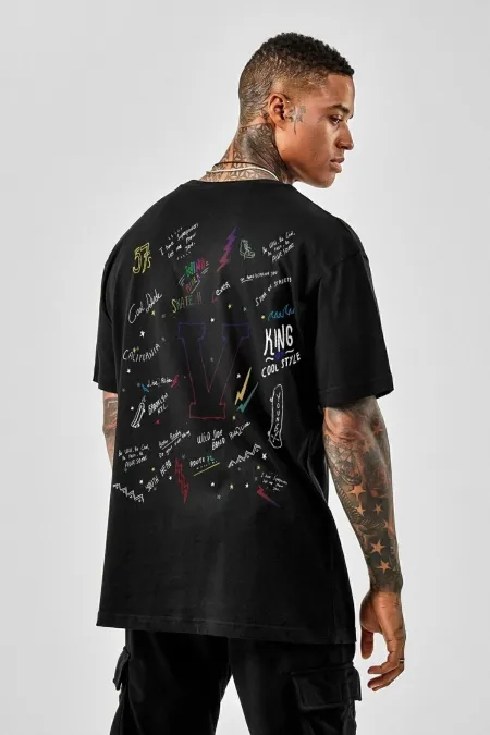 Unisex Cool Dude Baskılı Oversize Penye T-shirt Tişört