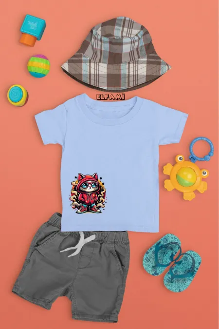 T-shirt imprimé chat mignon pour filles/garçons