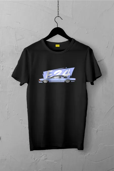 Bmw E24 Tasarımlı Tshirt , Unisex Premium, Çatlama Solma Yapmaz / Otomobil