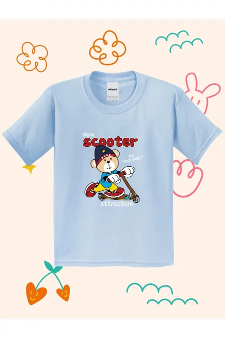 Scooter Teddy Bear Print Kids T-shirt